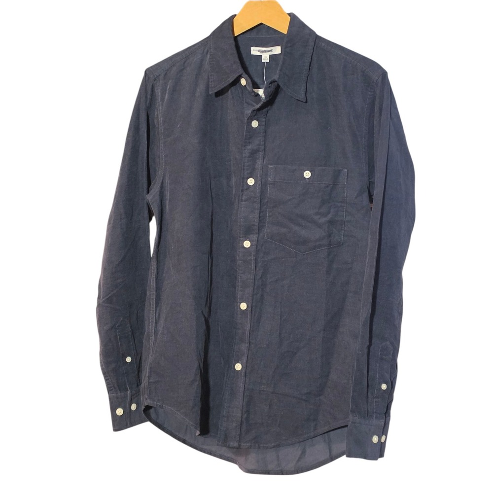 Madewell Womens Black Corduroy Lightweight Long Sleeve Button Down Shirt XS NEW‎